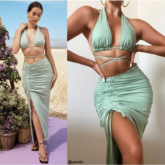 House of CB 'Calypso' and 'Solitaire' Halter Skirt Set
